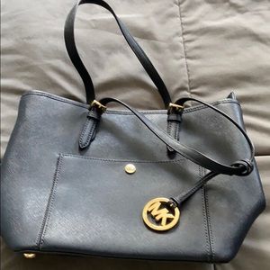 Michael Kors small navy blue handbag tote style